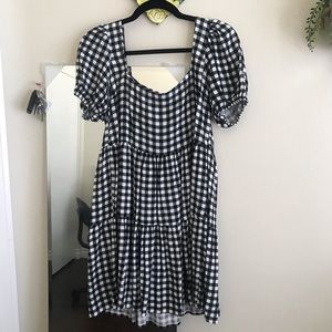plaid checkered black and white babydoll dress 👗